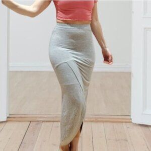 Rebel Sugar Rayon Curvy slit Skirt- Heather Grey- XS